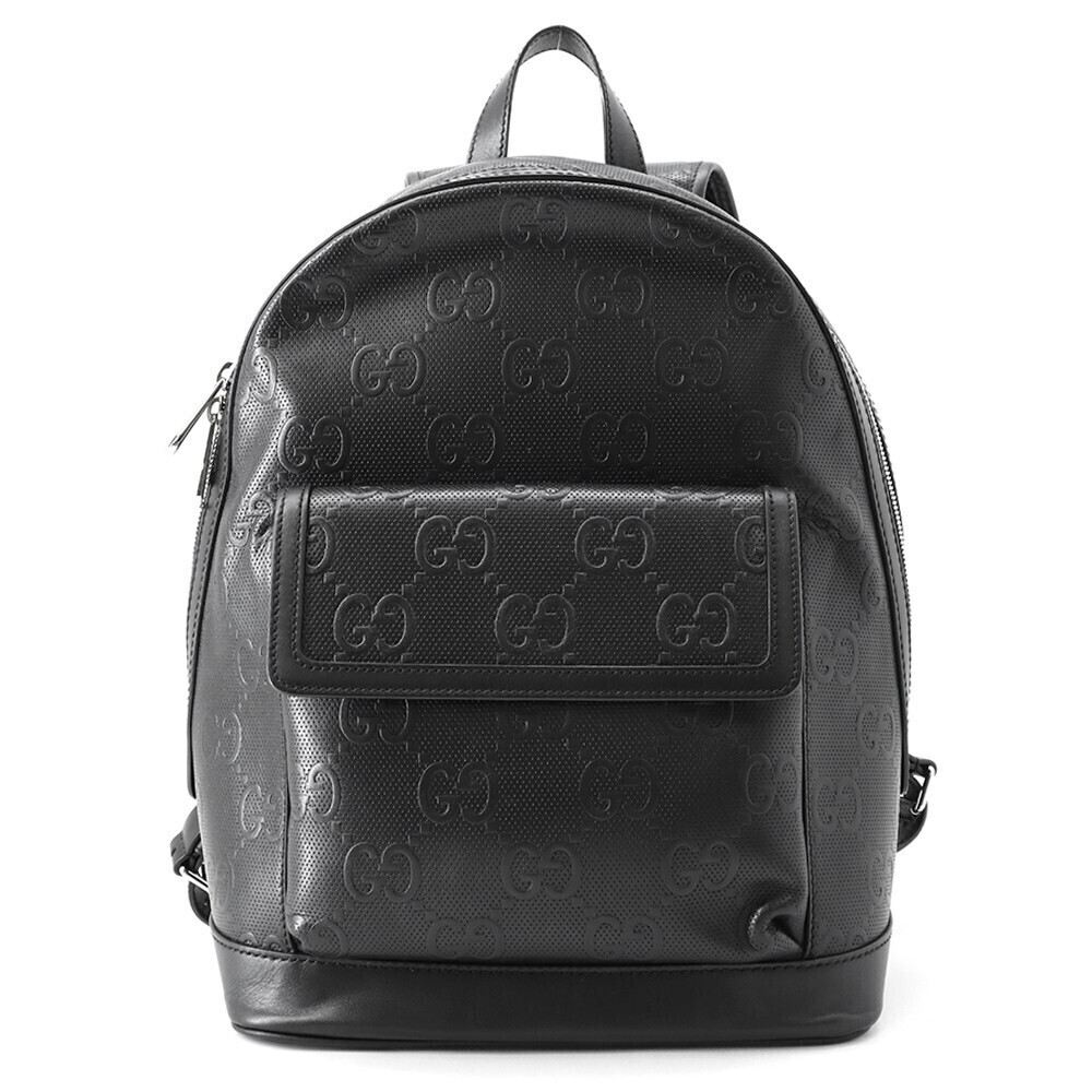 Gucci GG Embossed Backpack Leather Bag Black